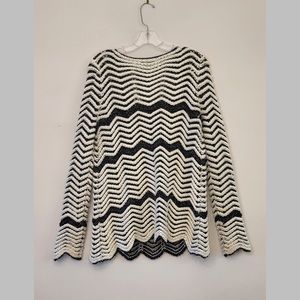 Ella moss gorgeous black white and gray wool sweater chevron style perfect